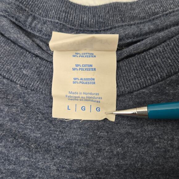 Fa Rawr Caroling T-Rex Tee Scary Santa Hat Heather Blue Christmas Holiday Large - Picture 9 of 9